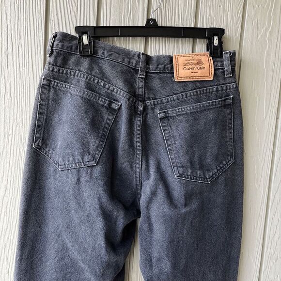VTG 90s Calvin Klein Black Jeans USA High Rise Straight Leg Mom 10/12 - Picture 4 of 10